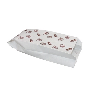 товар Бумажный пакет с плоским дном влагостойкий Фаст-Фуд 90*40*205 мм, белый ВП BLD007